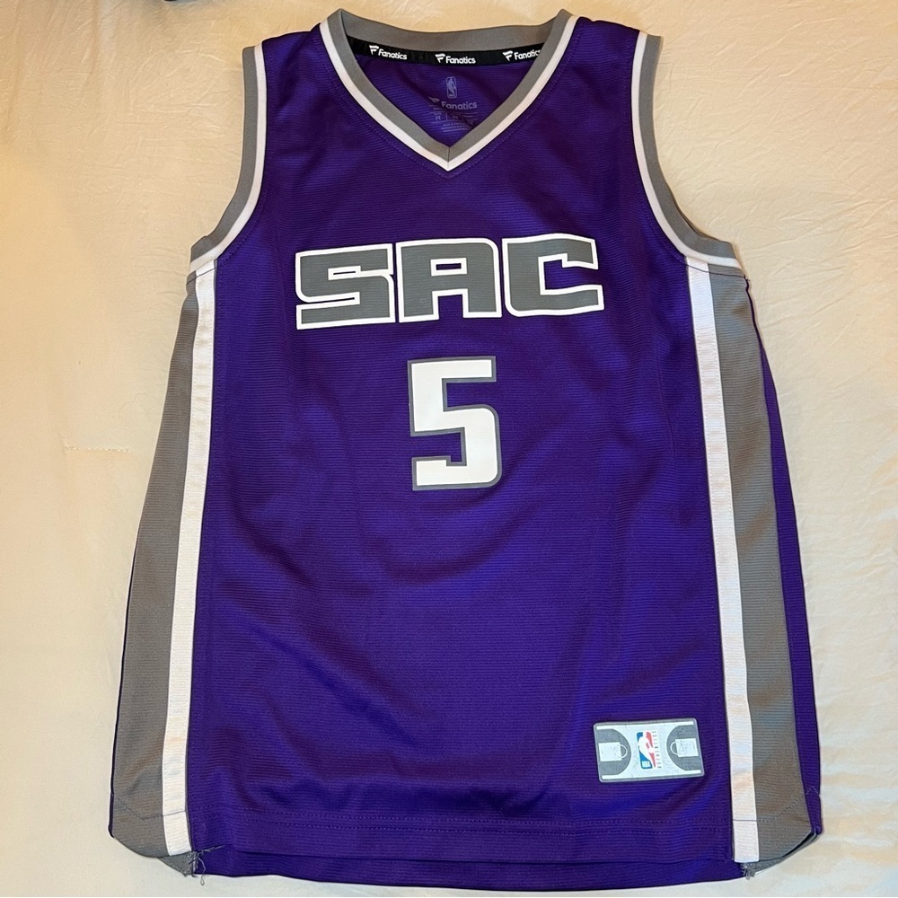 Sacramento Kings SAC Fanatics #5 Fox Basketball Jersey Youth Medium Purple - Picture 2 of 6